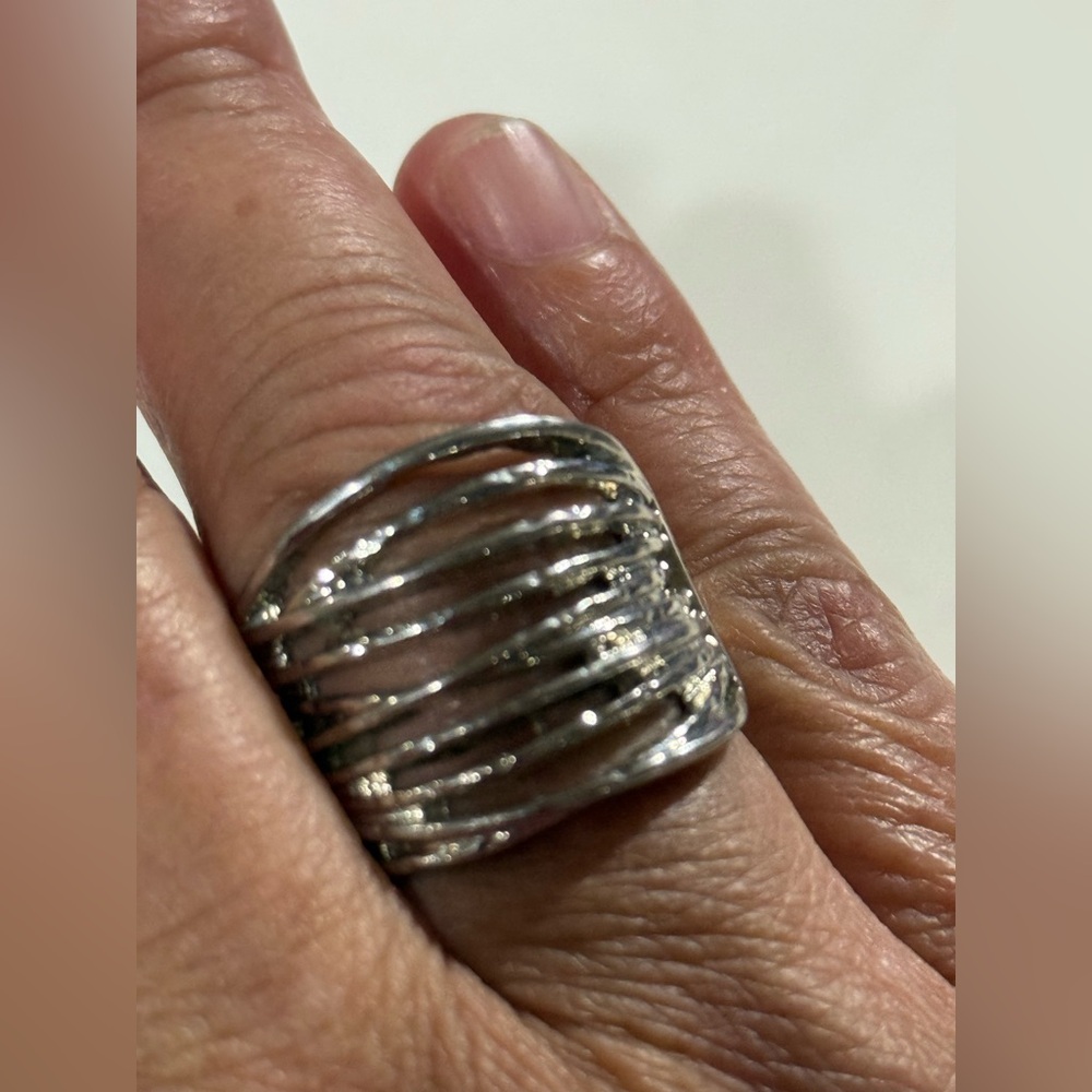 Silver Statement Ring With Industrial Design - image 2